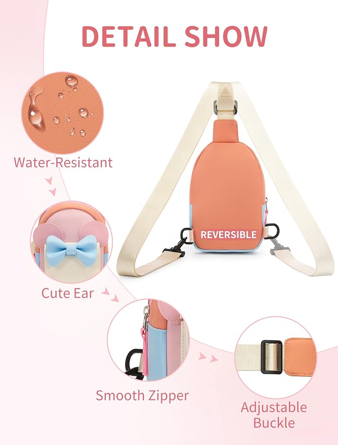 Birthday Back to School Gifts for Girls 3-8, Kids Fanny Pack Toddler Purse | Cute Fashion Sling Crossbody Bag for 3 4 5 6 7 8 Year Old Girls with Adjustable Strap. Perfect for Travel Holiday Essentials