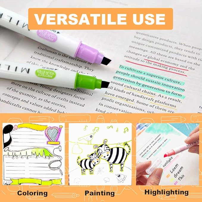 YOOUSOO 12 Pcs Aesthetic Highlighters Assorted Colors, Pastel Highlighters Set Unique Retro Color, Quick Dry Dual Tip No Bleed Highlighter Markers for School Office Bible Journals Planners Books Notes
