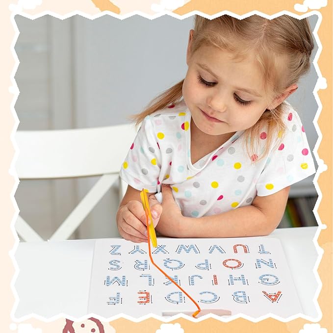 LovesTown Double Sided Magnetic Alphabet Tracing Board ABC Letter Learning Toy with Magnets Educational Writing Practice for Preschool Toddlers (Pack of 2)