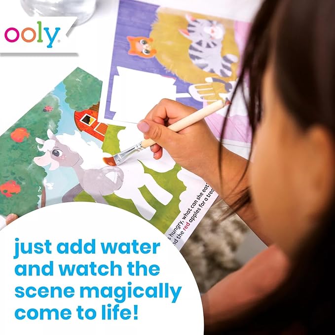 Ooly Water Amaze - Includes 12 Reveal Boards & Brush, Reusable Reveal Pads for Kids, Coloring Books for Toddlers, Paint with Water Books, Gifts for Kids - Baby Animals