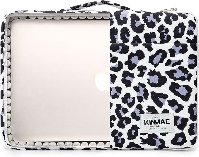 Kinmac 360deg Protective Water Resistant Laptop Case Bag Sleeve with Handle (Leopard, 13.5 inch-14 inch)