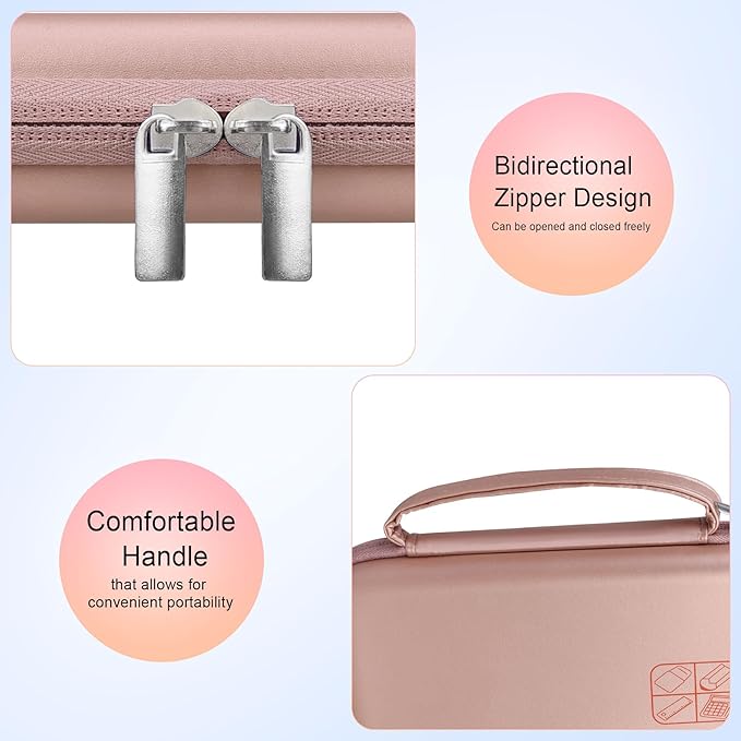 Elonbo Carrying Case for Texas Instruments TI-84 Evo Graphing Calculator, TI-84 Plus CE Evo Graphing Calculator Storage Protective Holder, Extra Mesh Pocket Fits Cable Charger, Rose Gold