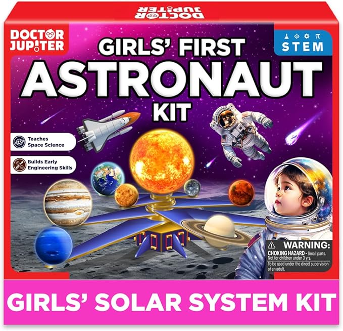Doctor Jupiter My First Astronaut Kit, Solar System Project Kit for Kids, STEM Space Toys for 5-6-7-8-9-10 Year Old Girls | 4 in 1 Learning & Educational Toy