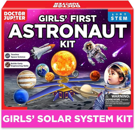 Doctor Jupiter My First Astronaut Kit, Solar System Project Kit for Kids, STEM Space Toys for 5-6-7-8-9-10 Year Old Girls | 4 in 1 Learning & Educational Toy