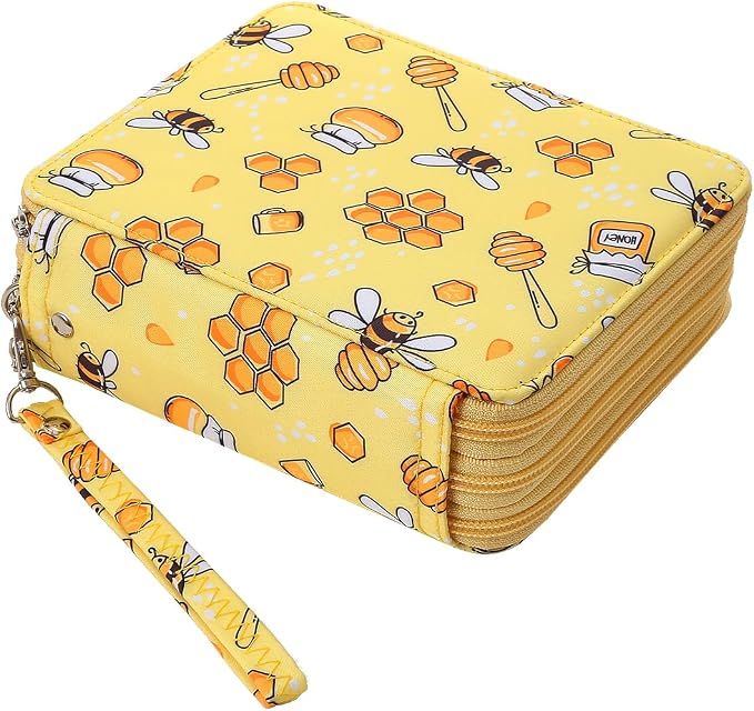 72 Slots Pencil Case Organizer w/Removal Handle Strap | 3-Layer Zipped Pencils Box Large for Colored Pencils Watercolor Pencils for Office and Travel for Artist