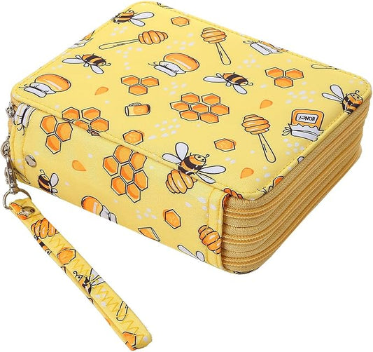 72 Slots Pencil Case Organizer w/Removal Handle Strap | 3-Layer Zipped Pencils Box Large for Colored Pencils Watercolor Pencils for Office and Travel for Artist