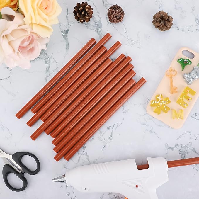 ENPOINT Brown Hot Glue Sticks Full Size, 8" Long x 0.43" Dia 36 Pack Hot Melt Glue Sticks Bulk, Brown Adhesive Glue Sticks Standard for Crafting DIY Art School Gluing Project Repair Sealing