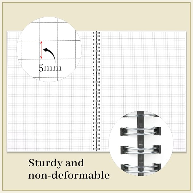 BESARME 2PCS 80 Sheets Large Graph Paper Spiral Notebook 8.5" × 11", A4 Graph Paper Notebook College Ruled Spiral Notebooks for School Office
