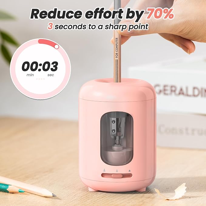 deli Electric Pencil Sharpener,3 Sharpness Modes,Battery Operated(6.5-8mm)