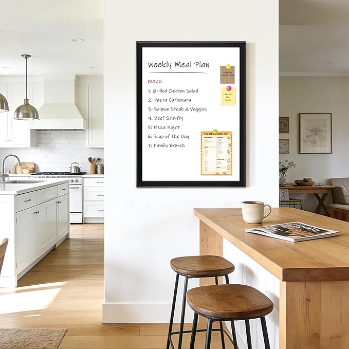 White Board for Wall, 36" x 24" Magnetic Dry Erase Board, Decorative Wooden Frame Large Whiteboard, Wall Mounted, Aesthetic Writing Board for Home, Office, School - Black