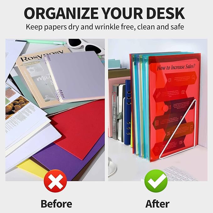 LEOBRO Plastic File Folders for Documents, 20 PCS Plastic Envelopes, Reusable File Folders File Bags Document Holder, Document Files, A4 Size