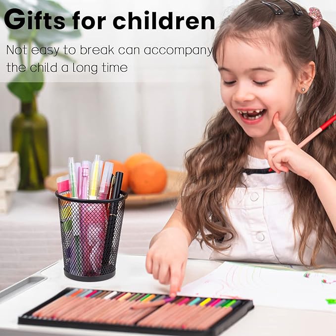 QYH Mesh Pencil Holder Metal Pen Cup Black for Desk, 6 Pack Office Desk Organizer for Business, School & Home
