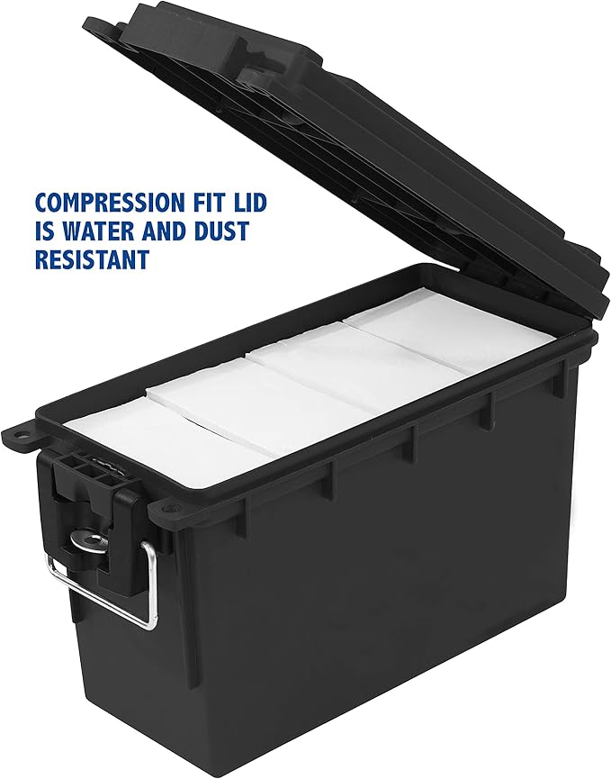 Sheffield Ammo Storage Box, .30 Cal Stackable | Water and Dust Resistant | Lockable | Made in USA | Pack of 6