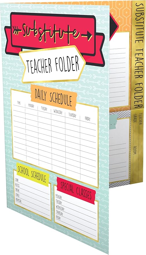 Carson Dellosa Substitute Teacher Folder, Schedules, Routines, Procedures, Classroom Management, Contact Information, and More, Desk Organizer School Supplies