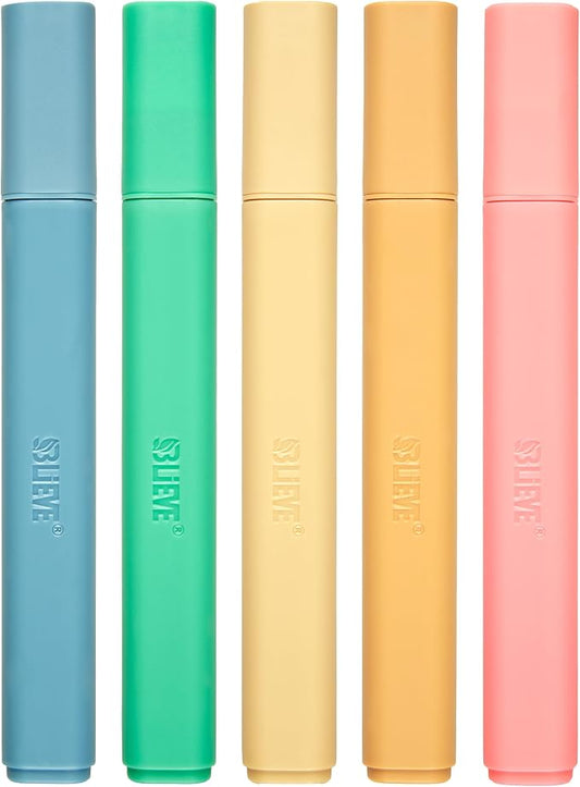 BLIEVE Bible Highlighters No Bleed Through, Chisel Tip, 5 Pack | No Smear, Quick-Dry, Aesthetic Cute Pastel Colors For Bible & Journaling (Vintage Edition)