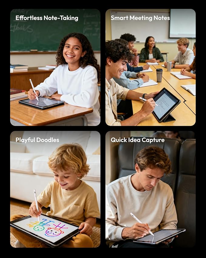 Metapen Pencil Air8 for Apple iPad 2018-2026, 10 Min Faster Charge, Palm Rejection Stylus Pen for iPad a16/11/10/9/8/7/6th Gen, Pro 12.9/11/13-inch M4/M5, Air 3/4/5/M2/M3/M4, Mini 5/6th
