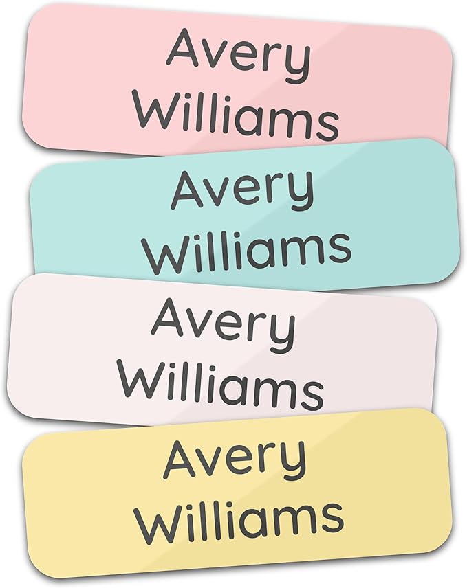 Personalized Kids' Name Labels (60 Labels) Custom Name Tag Clothing Label - Waterproof Daycare Stickers for Lunch Boxes, Bottles, Clothing Tags, Backpacks and School Supplies (Ice Cream)