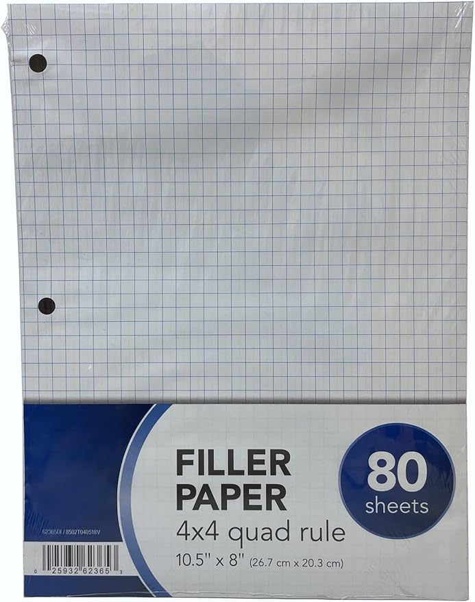 80CT Quad Ruled 4x4 Filler Paper