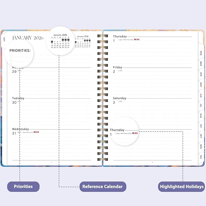 2026 Planner, Weekly and Monthly Calendar Academic Planner, Jan 2026 - Dec 2026, Planning Agenda Book for Desk Accessories and School Supplies - A5 (6.3'' x 8.5'')
