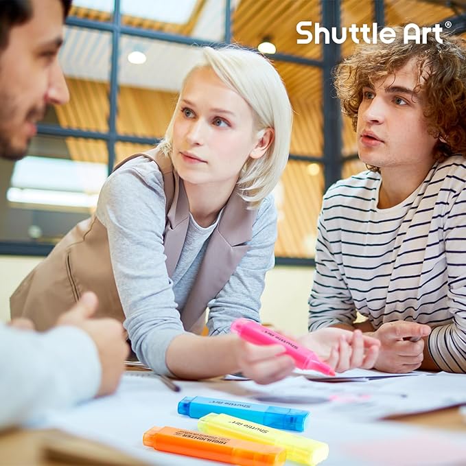 Shuttle Art 8 Assorted Colors Highlighters, Chisel Tip Dry-Quickly Non-Toxic Highlighter Markers for Adults Teachers Students Highlighting on Home School Office