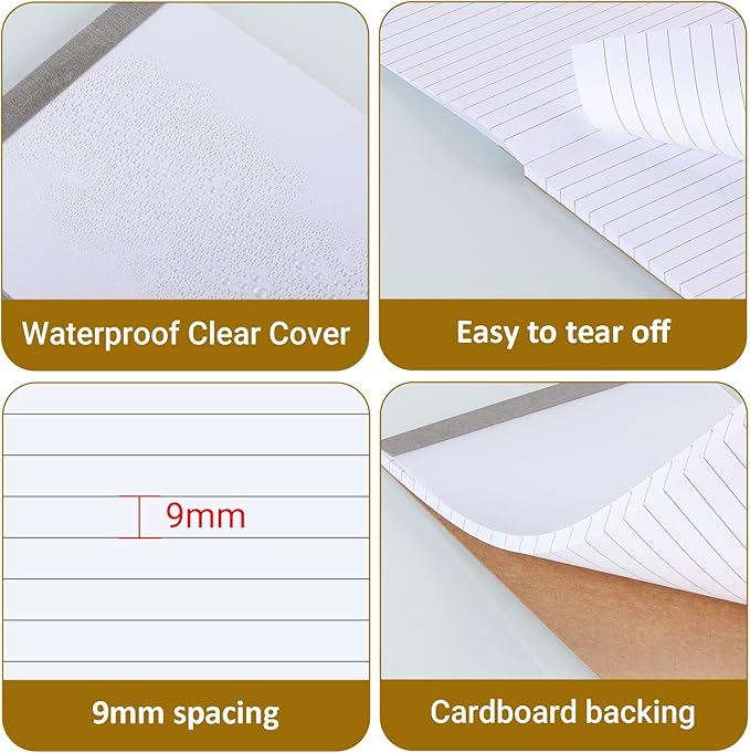zmybcpack 12 Pack Waterproof Cover Memo Pads 5.5" x 8.5" Lined Note Pads Writing Pads (51 Sheets Each Pad, Double Side Printed)
