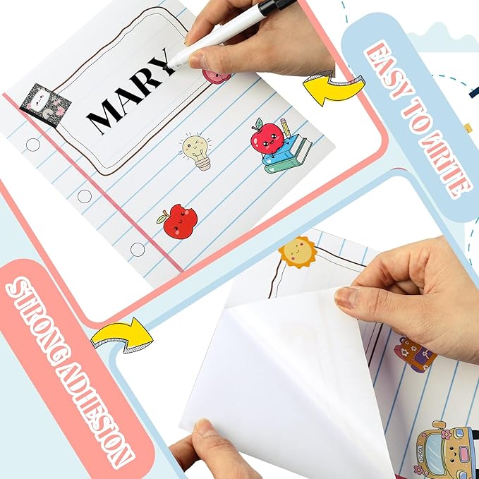 Epakh 36 Pack Name Tags for Desks Notebook Shaped Bulletin Board Decoration 6‘'x7'' Blank Name Tag Labels Learning Tool for Lockers Whiteboard Fridge Office Home Desktop Supply (Cute)