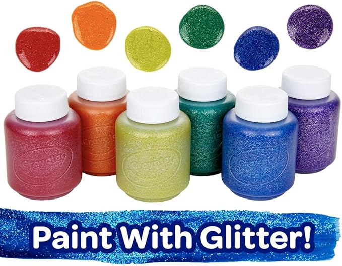 Crayola Washable Kids Paint Set (12ct), School Supplies for Kids, Classic and Glitter Paint, Classroom Essentials, Toddler Painting Kit, Ages 3+ [Amazon Exclusive]