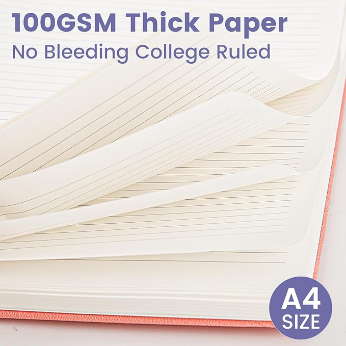 Spiral Notebook - 8.5 x 10.98 Inch Large Hard Cover Notebook with Elastic Band & Pocket, 252 Pages, Lay Flat Wirebound Journal for Work, School, Planning & Note Taking Violet