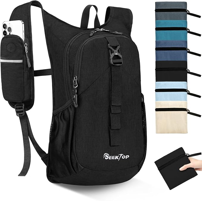 Seektop 15L Small Hiking Backpack for Women Men, Lightweight Hiking Daypack | Water Resistant, Foldable Packable Back Pack with Phone Pocket for Travel Camping Outdoor