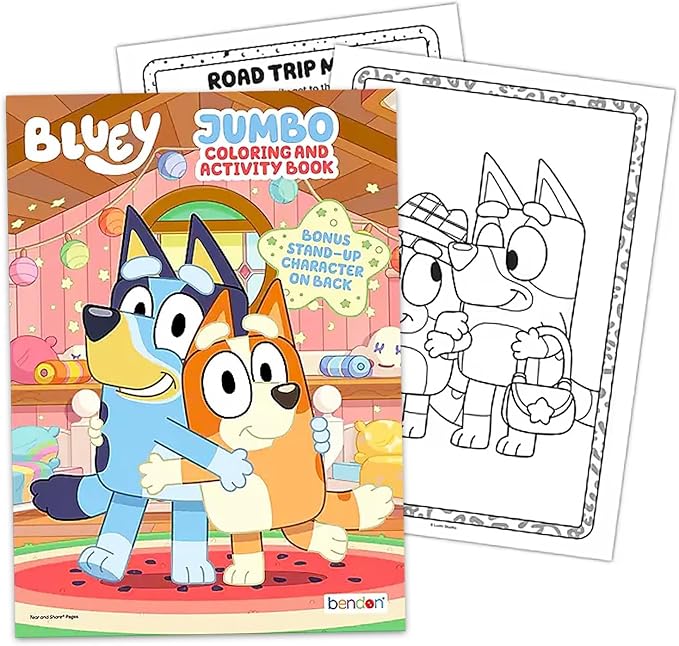 Bluey Coloring Books for Kids Ages 4-8 - Bundle with Cartoon Coloring Pages, Activities, Games Plus Stickers, More | Bluey Activity Book Set for Girls, Boys, Kids