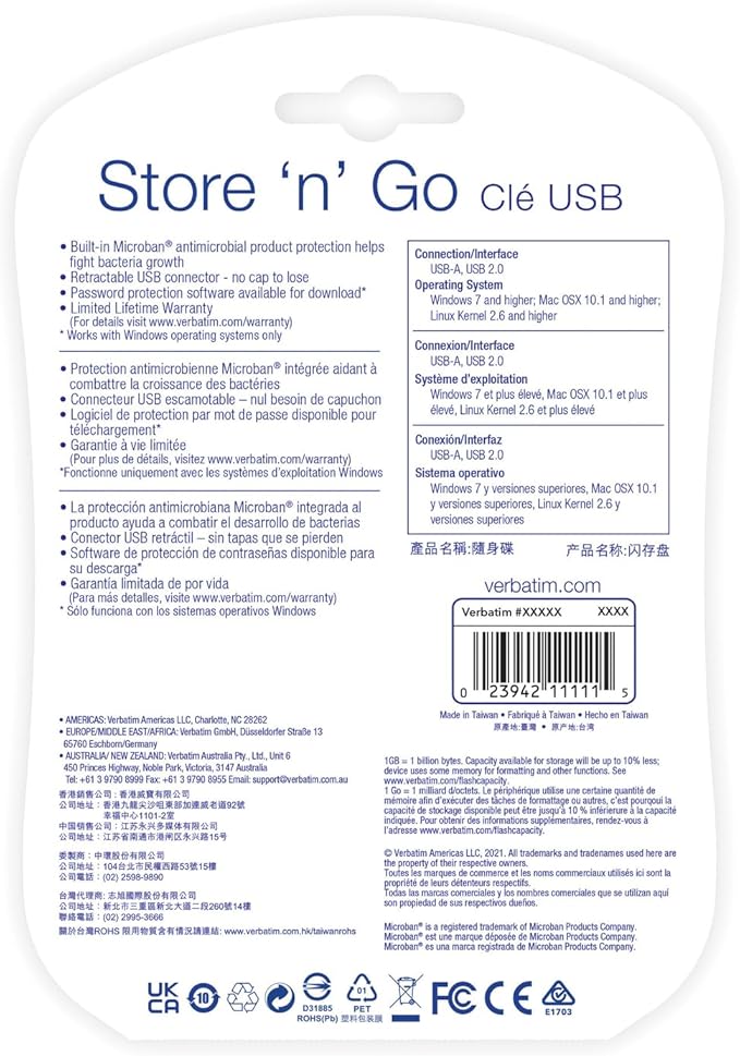 Verbatim Store 'n' Go USB Flash Drive 2.0, 16GB, Multi (Pack of 3)