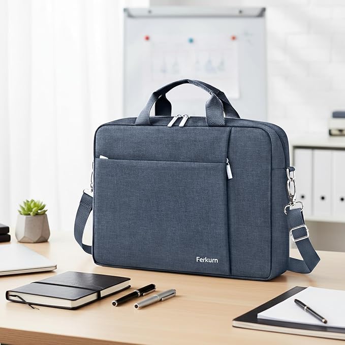 Ferkurn 15.6 16 Inch Laptop Case Bag for Women Men Compatible with MacBook Pro M5/HP OmniBook Omen Envy/Lenovo Yoga IdealPad/Dell Pro Inspiron, Carrying Briefcase Computer Messenger Bag Case, Grey