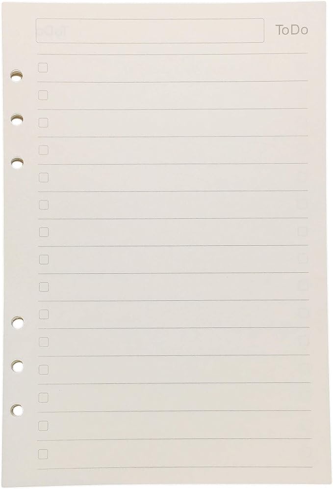 Zelten Refills/Loose Leaves for A5 Cover Ring Binder/Personal Organizer/Planner(A5 6 Holes, ToDo)
