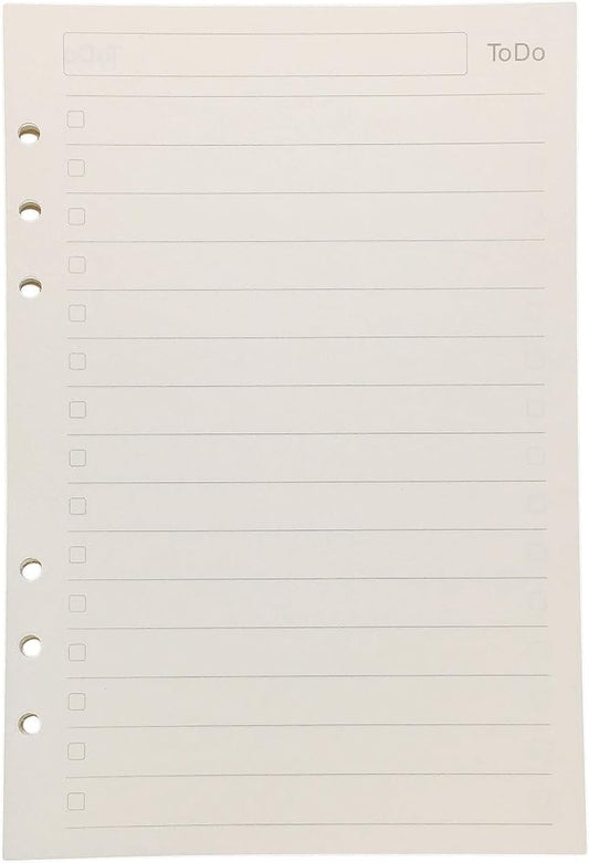 Zelten Refills/Loose Leaves for A5 Cover Ring Binder/Personal Organizer/Planner(A5 6 Holes, ToDo)