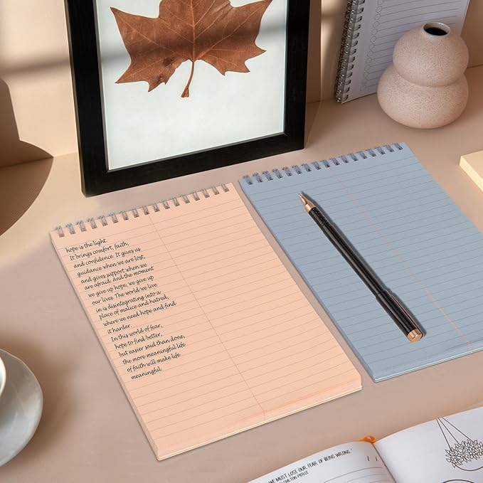 10 Pack 6X9 Pastel Steno Pads Gregg Ruled Spiral Notebook Top Spiral Notepad Colored Steno Pads Pastel Colored Notepads Color Paper 50 Sheets for School College Office(Red Pink Blue Green Flesh)