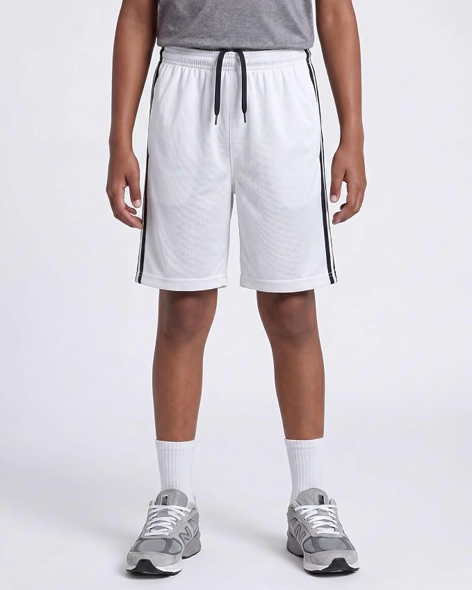 Real Essentials 5 Pack: Boys' Mesh Basketball Athletic Shorts with Pockets – Teen Kids Youth Quick Dry Soccer Running Gym