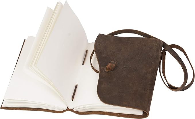 Leather Journal Travel Diary, Handmade Vintage Bound Notebook For Men & Women, Antique Finish, Genuine Buffalo Leather, Quality Unlined Paper Perfect for Notes, Art Sketchbook, 7X5 Inches, Cream