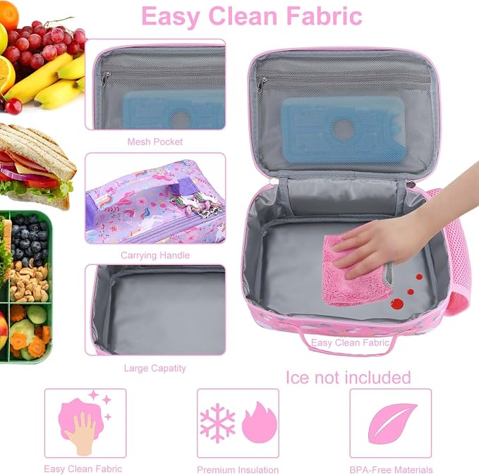 RHCPFOVR Kids Lunch Bag - Insulated Lunch Box for Girls Boys,Washable Lunch Bag and Reusable Toddler Leak-proof Lunchbox for School and Daycare
