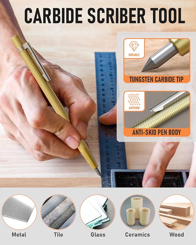 Nicpro 42Pack Carpenter Pencil with Sharpener, Mechanical Carpenter Pencils Set with Deep Hole Long Nib Marker Pen, Carbide Scribe Tool & Construction Pencil for Architect Woodworking-With Canvas Case