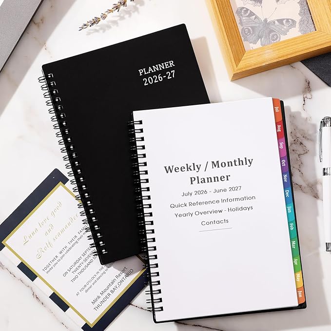 Planner 2026-2027 - July 2026 - June 2027, 2026-2027 Planner Weekly and Monthly, Academic Planner, Calendar Planner with Colorful Tabs, 6.25" × 8.3", Strong Twin-Wire Binding, Back Pocket, Holidays