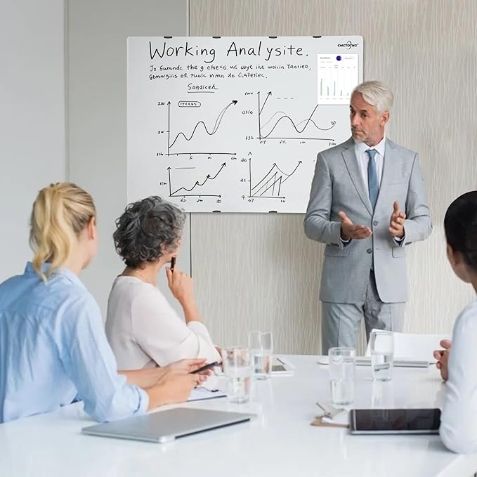 48"x36" Magnetic Glass Whiteboard, Frameless Wall Mounted Dry Erase Board, Anti Ghosting, Scratch Resistant, Complete Mounting Kit for Office, Classroom, Home