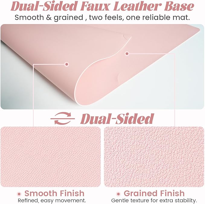 JJPRO Dual-Layer Pink Dry Erase Desk Mat,Large Multi-Use Dry Erase Desk Calendar, Erasable Desk Mat,Double-Sided Faux Leather Desk Pad,Reusable Desk Writing Board for Office, Home-16"x34"