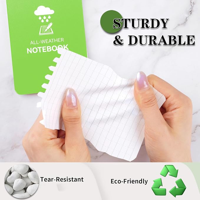 COIDEA Waterproof Notebook, 4 Pack 3" x 5" Top-Spiral Pocket Notepad