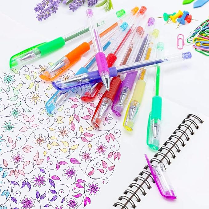 TANMIT 36 Colors Gel Pens Set for Adult Coloring Books, Colored Gel Marker with 40% More Ink, Great for Adult Doodling Scrapbooking Drawing