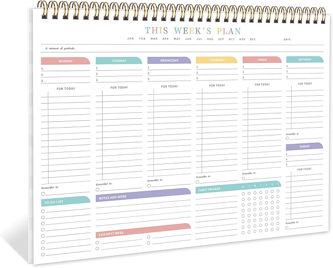 Weekly To Do List Notepad from Monday to Sunday Planning for 1 year, 8.5" x 11" Daily Planner for ADHD, Adults & Teens, Desk Schedule Journal with Habit Tracker for Work, Home, School, and Daily Chores