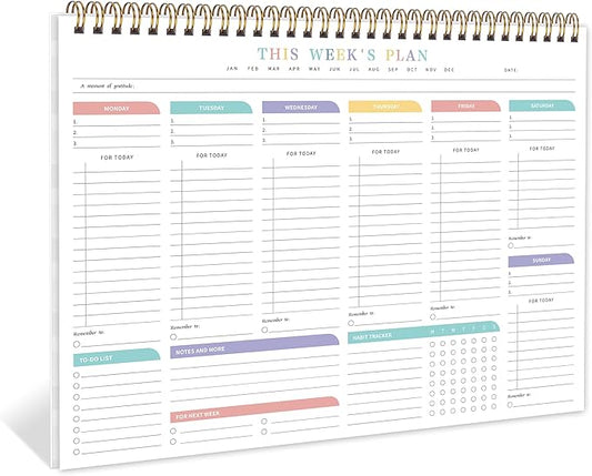 Weekly To Do List Notepad from Monday to Sunday Planning for 1 year, 8.5" x 11" Daily Planner for ADHD, Adults & Teens, Desk Schedule Journal with Habit Tracker for Work, Home, School, and Daily Chores