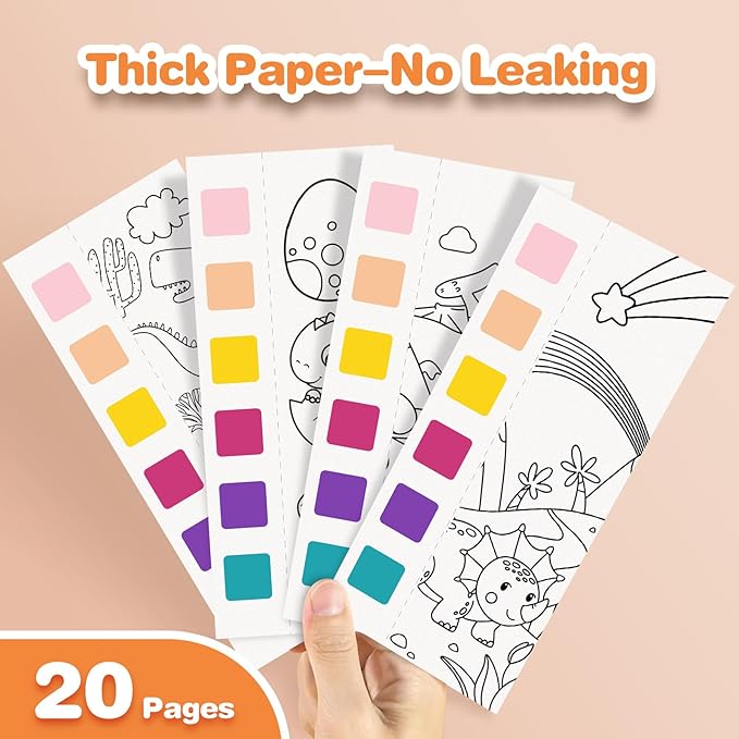 ZHOC Paint with Water Coloring Books for Kids, Pocket Mess Free Watercolor Painting Sets for Kids Ages 3 4 5 6 7 8+, Water Color Paint Set Arts and Crafts Gift for Boys Girls, Dinosaur