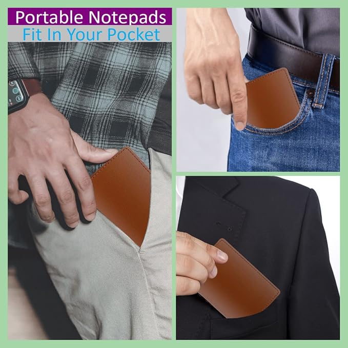 13 Pack Mini Pocket Notepad Set,Included Leather Pocket Notepad Holder,10 Pack 3×5 Inch Small Notebook Refills,Writing Pads with 30 Lined Paper Per,Scratch Pads,Memo Pads,2 Metal Ballpoint pens(Brown)