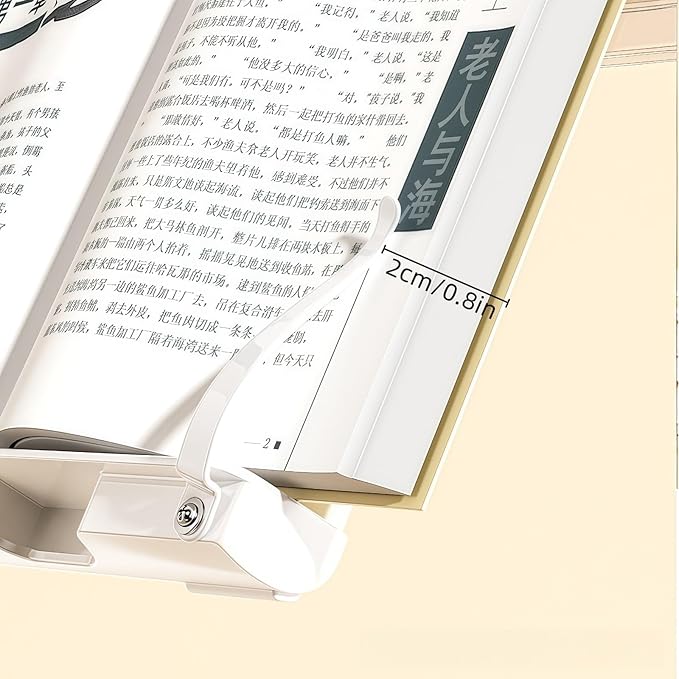 Travel Mini Book Holders for Reading Hands Free - Portable and Adjustable Book Stand for Reading, Two-in-one (Ideal for Light Books & Tablets – Not for Heavy Hardcovers | White)
