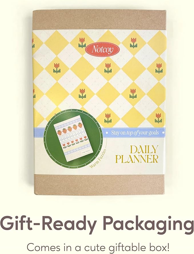 Notcoy Undated Daily Planner and Notebook, Aesthetic Hardcover Productivity Planner with To-Do List, Habit Tracker, Weekly & Monthly Views - Warm Fuzzies
